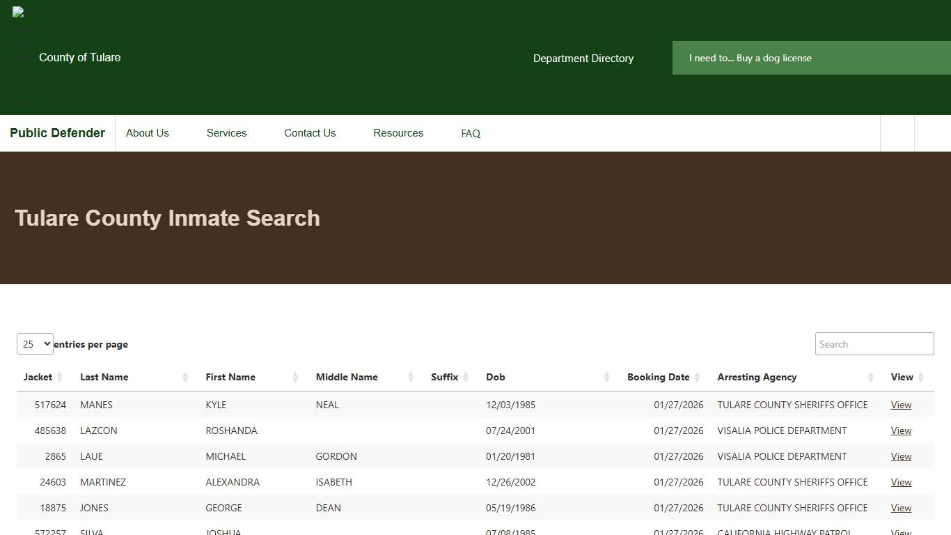 Tulare County Inmate Search Public Defender